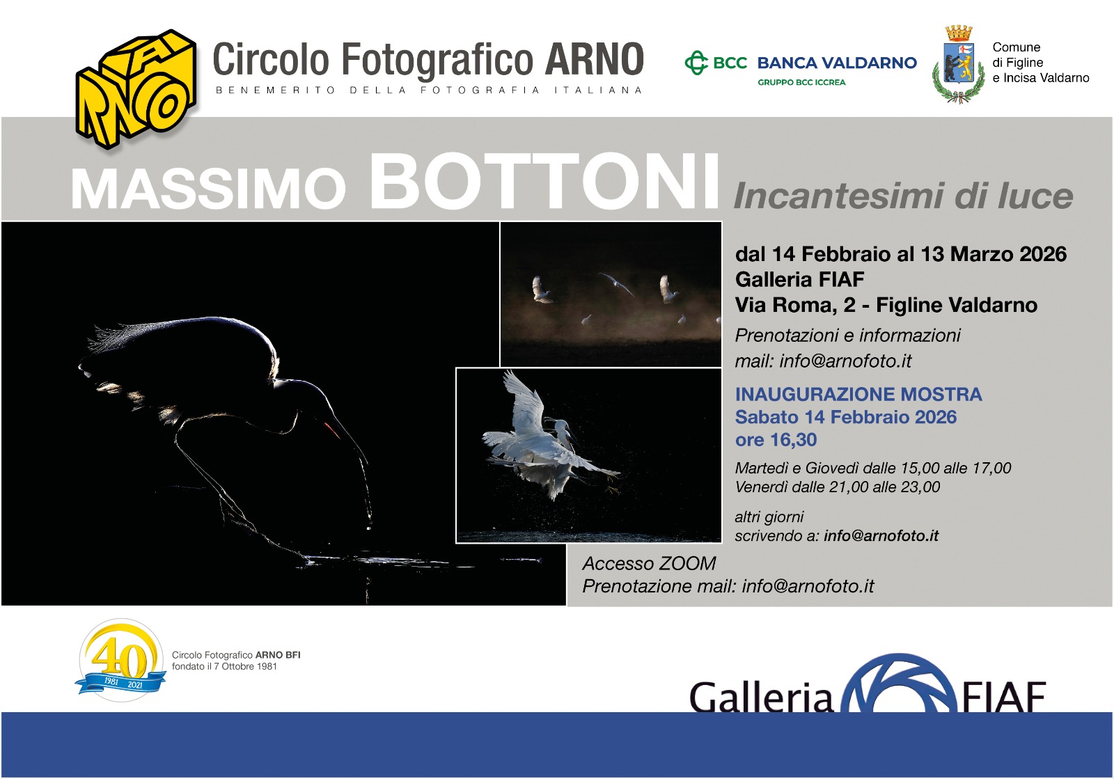 Inaugurazione della mostra Incantesimi di Luce del fotografo Massimo Bottoni
